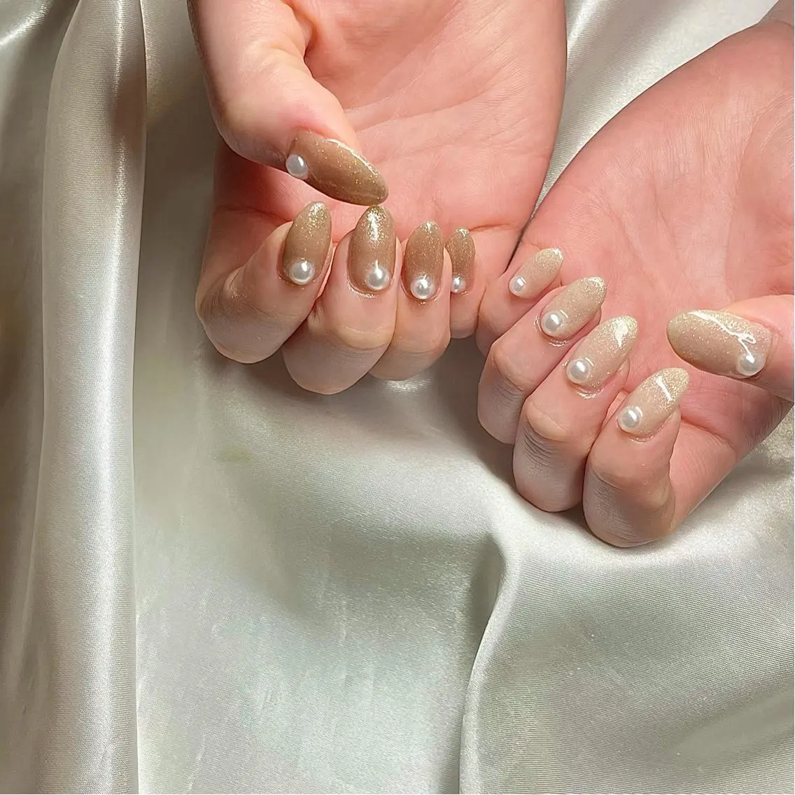 セミロング カラー パーマ ヘアアレンジ メンズ キッズ ネイル マツエク・マツパ ラメ(グリッター) el. by Aoのネイルデザイン