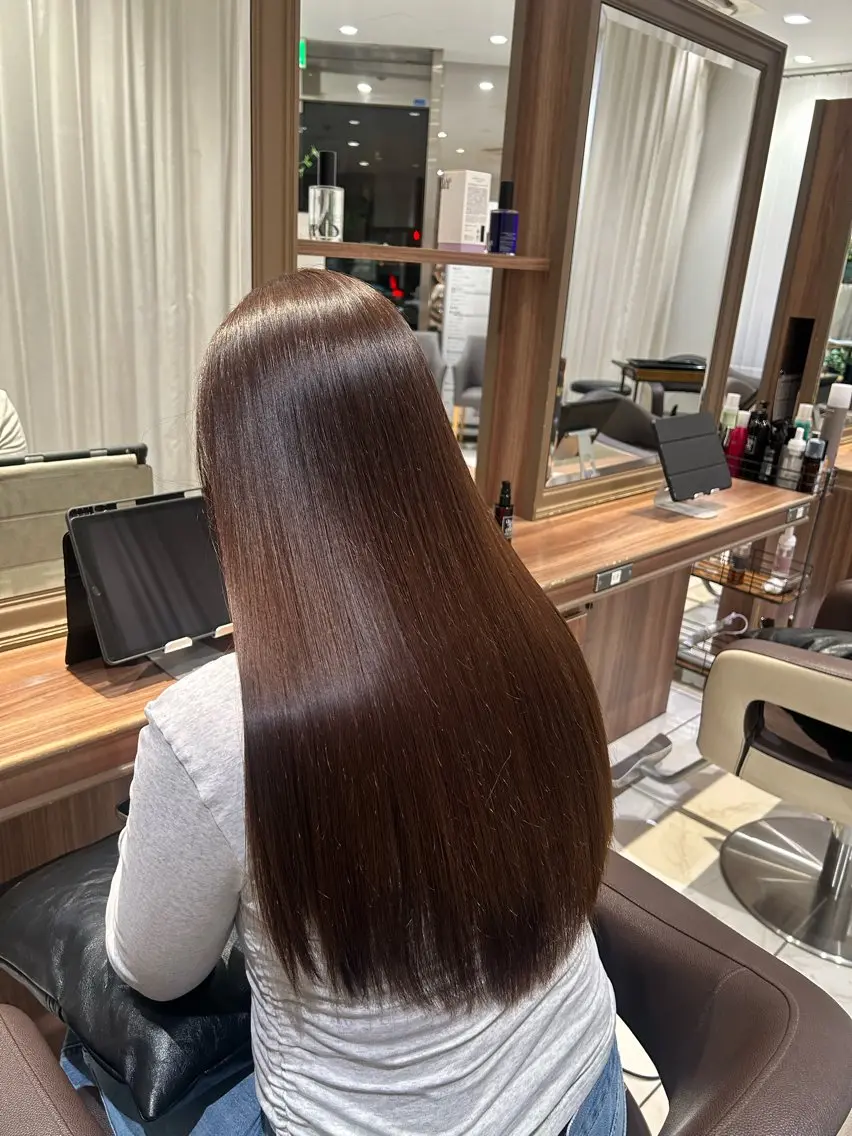 ロング カラー パーマ ヘアカラー 縮毛矯正 リノ🖤艶髪 カラー🖤🇰🇷のヘアスタイル
