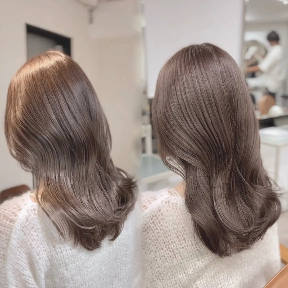 セミロング ヘアカラー 韓国風カラー🇰🇷 髪質改善RIKU新宿のヘアスタイル