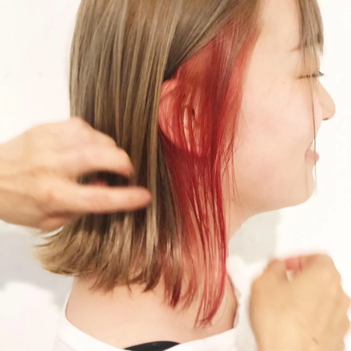 ショート カラー ベージュカラー イヤリングカラー ピンクカラー 🌱初夏の透け感カ ラー🌱HIDEKAのヘアスタイル