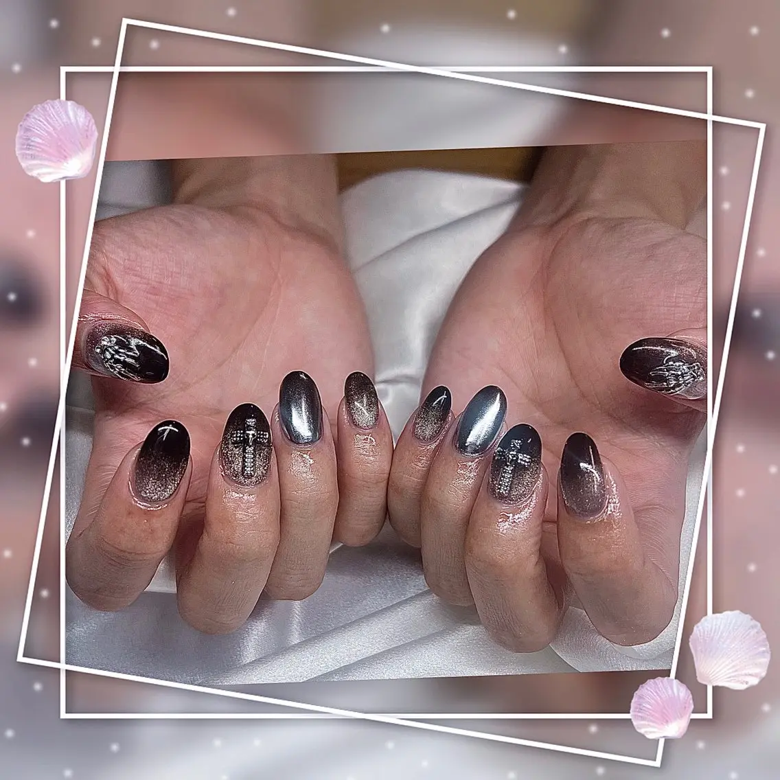 ネイル フレンチネイル グラデーション キラキラネイル 韓国ネイル マグネットネイル ハンドネイル ハンドケア Chill Nailsalonのネイルデザイン
