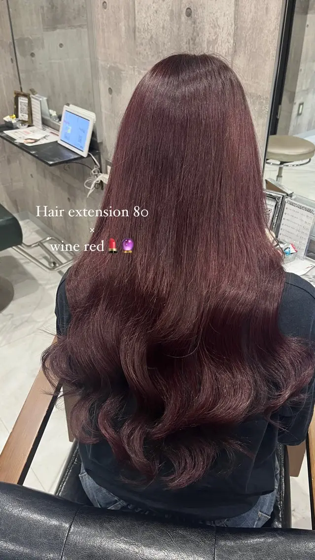 ロング カラー レッドカラー ロング ♡🎀垢抜け透明感 カラーaomi🐇♡のヘアスタイル