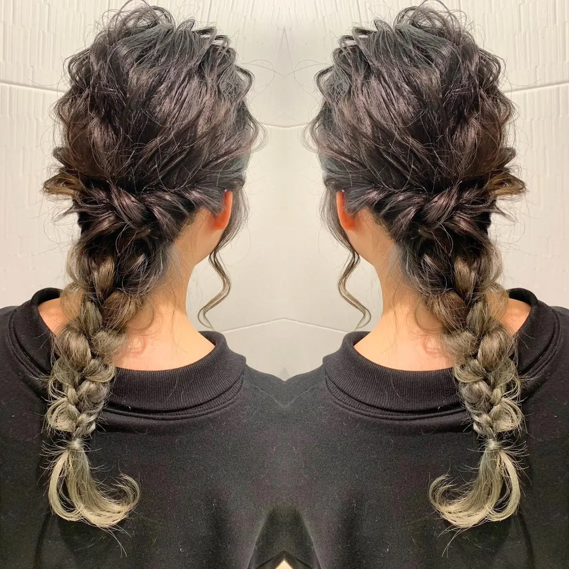 セミロング カラー ヘアアレンジ 結婚式・ブライダル Merci メルシー 福岡、今泉のヘアスタイル