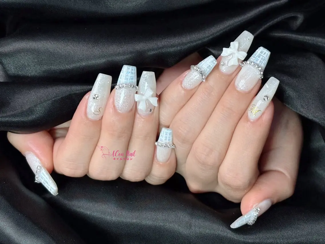 ネイル 桜ネイル 長さ出し フラワーネイル フレンチネイル ジェルネイル ハンドネイル ACon NailSalonのネイルデザイン