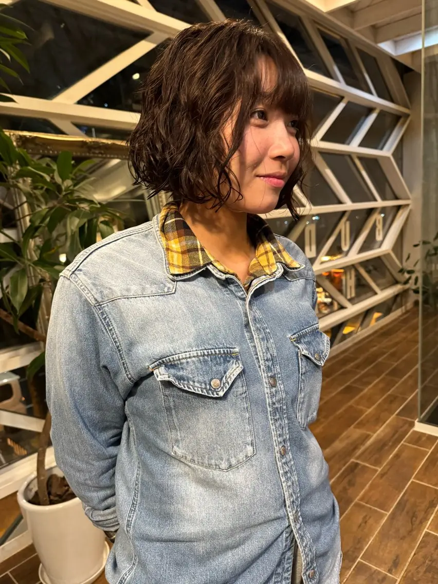 ミディアム ミディアムパーマ 似合わせカット 村上 輝のヘアスタイル