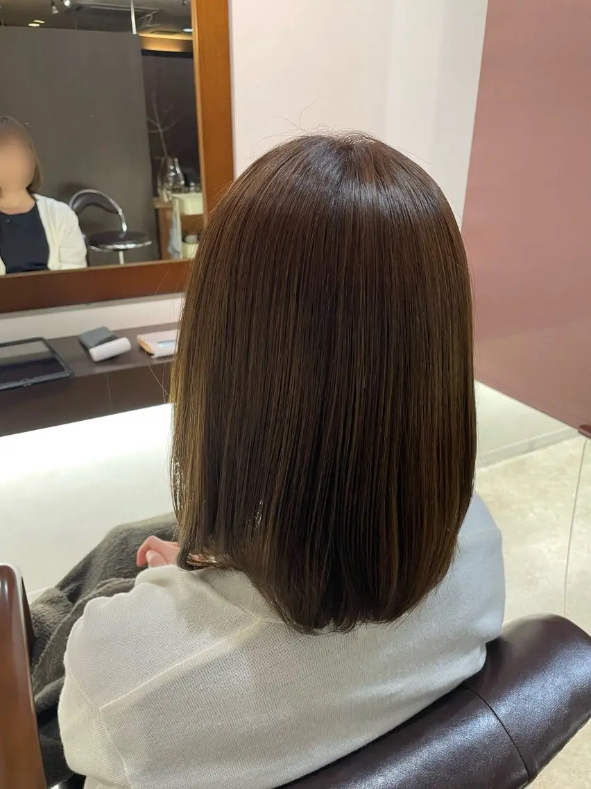 ミディアム ヘアカラー 結衣 髪質改善モデル募集中のヘアスタイル