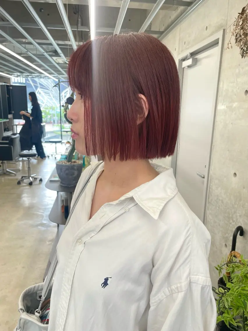 ショート カラー ボルドーカラー ボブ カット ヘアカラー トリートメント 艶髪/透明感カラー tawadaのヘアスタイル