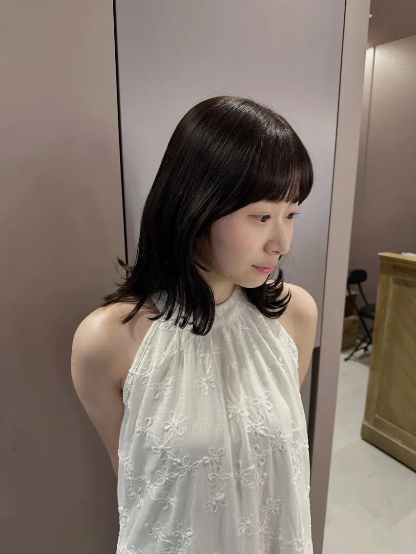 ミディアム カラー ベージュカラー ブリーチ カット ヘアカラー ボブ/艶カラー /misako🧺のヘアスタイル