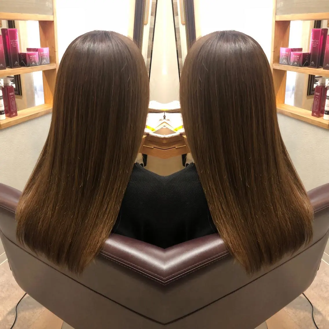 ミディアム カラー パーマ イルミナカラー 髪質改善 縮毛矯正 tuuli トゥーリのヘアスタイル