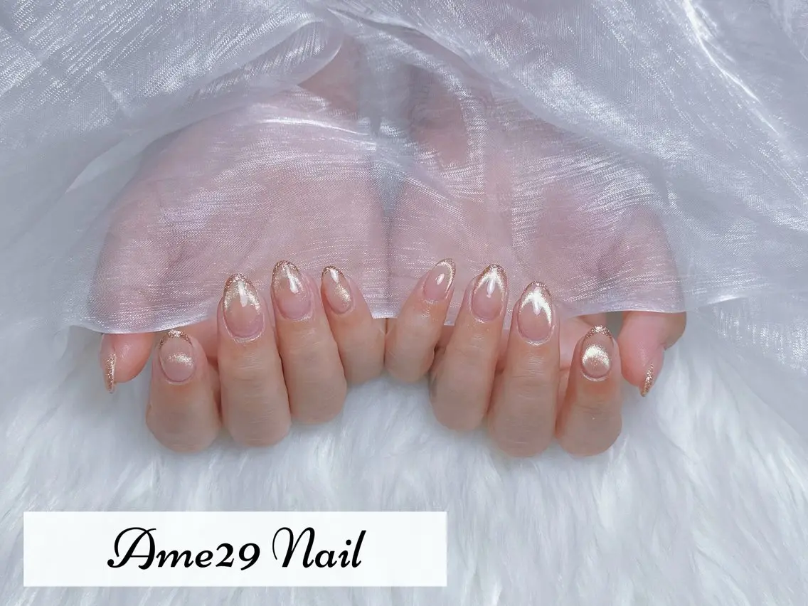 ネイル フラワーネイル ロングネイル オフィスネイル ピンク ピンクベージュ AME29 Nail ネイルサロンのネイルデザイン