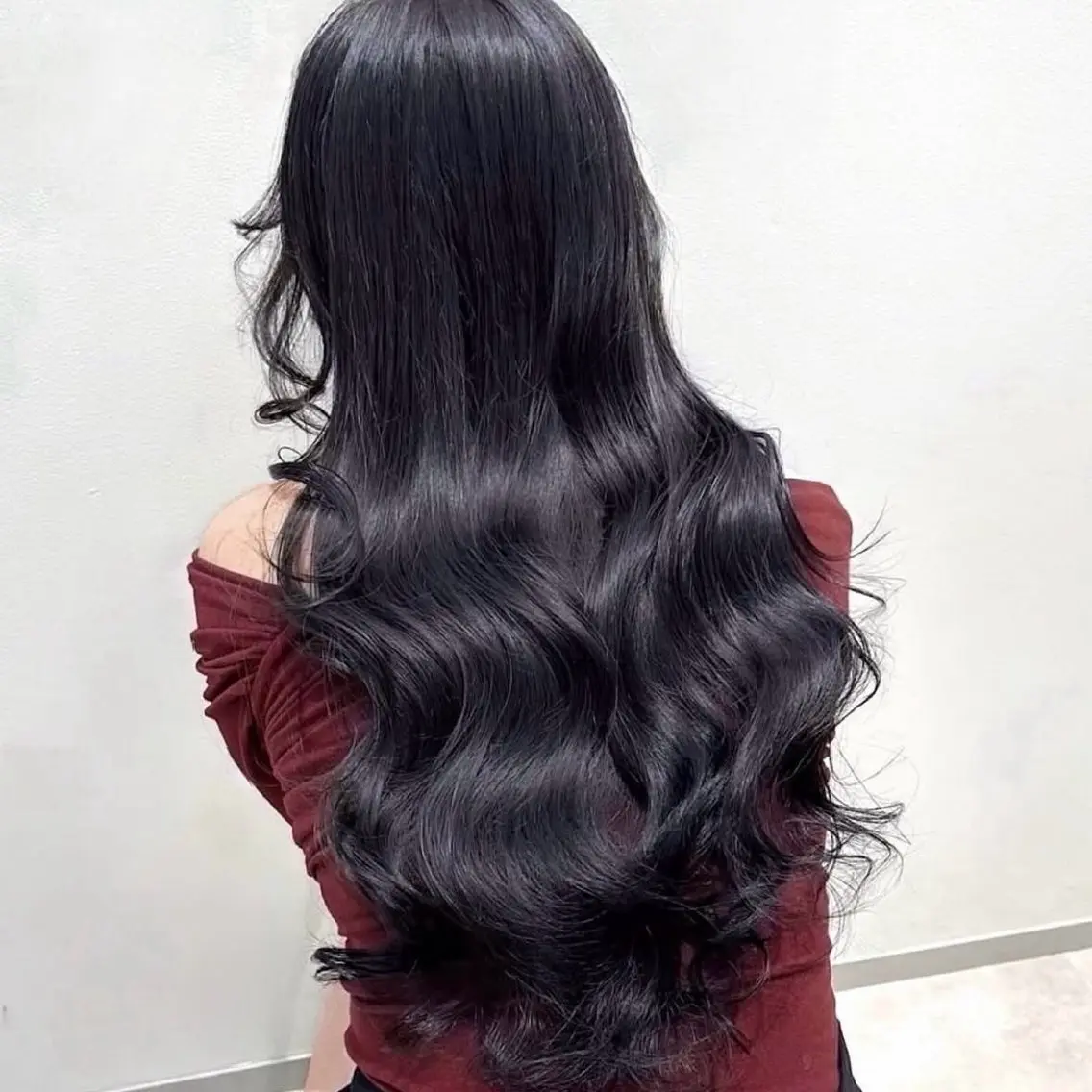ロング カラー 黒髪 ブリーチ ブルーカラー ブルーブラック ダブルカラー ヘアカラー トリートメント 心斎橋/透明感カラー / ミサキのヘアスタイル