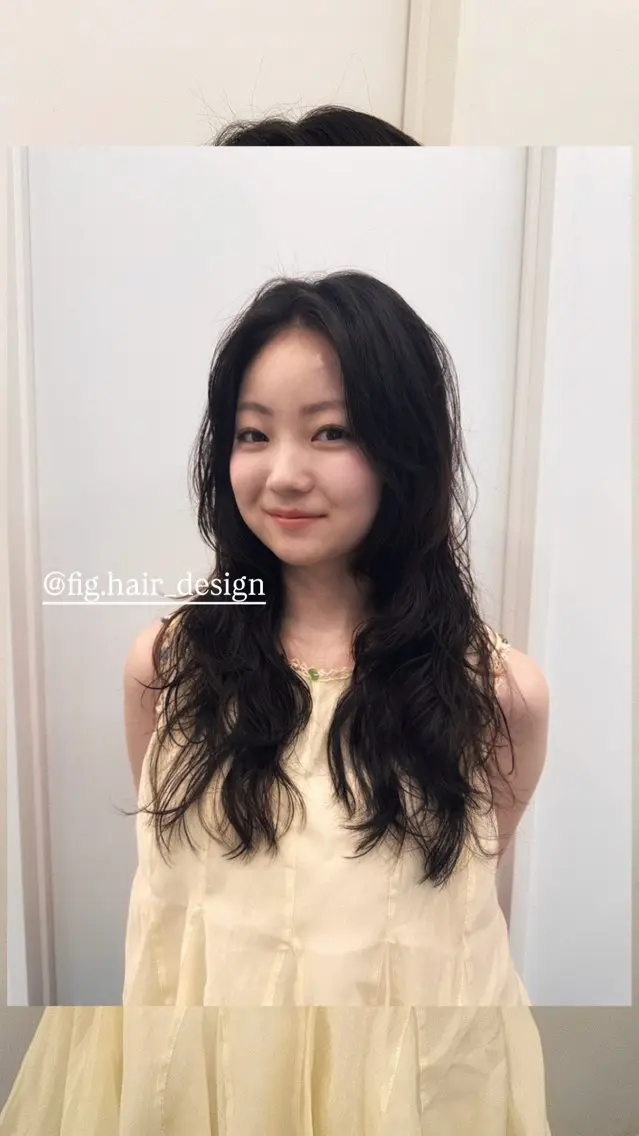 ロング パーマ ハイレイヤー レイヤーカット カット パーマ saki｜透明カラー ドライパーマ.パーマのヘアスタイル