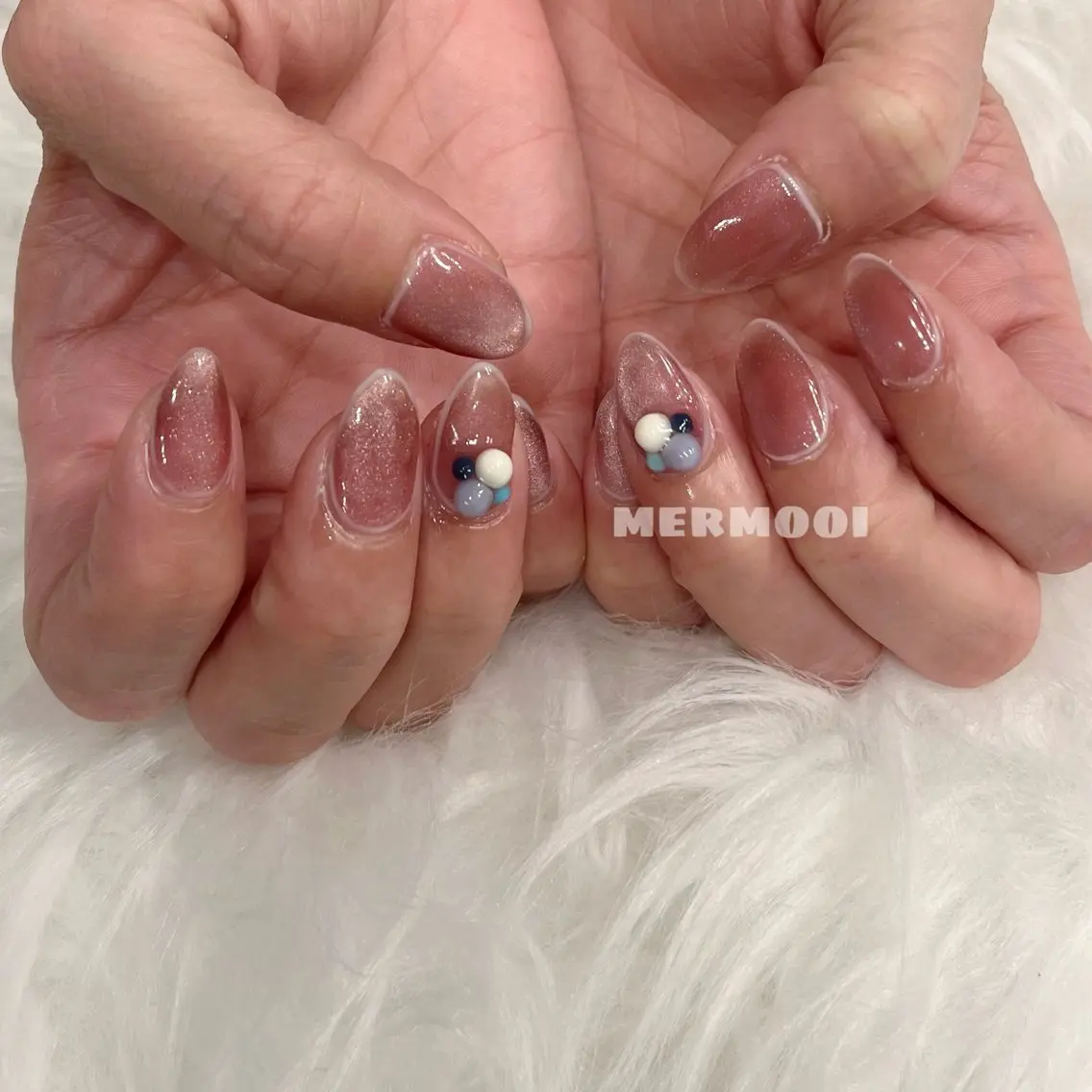 ネイル マグネットネイル オフィスネイル ピンク シンプルネイル mermooi nailのネイルデザイン