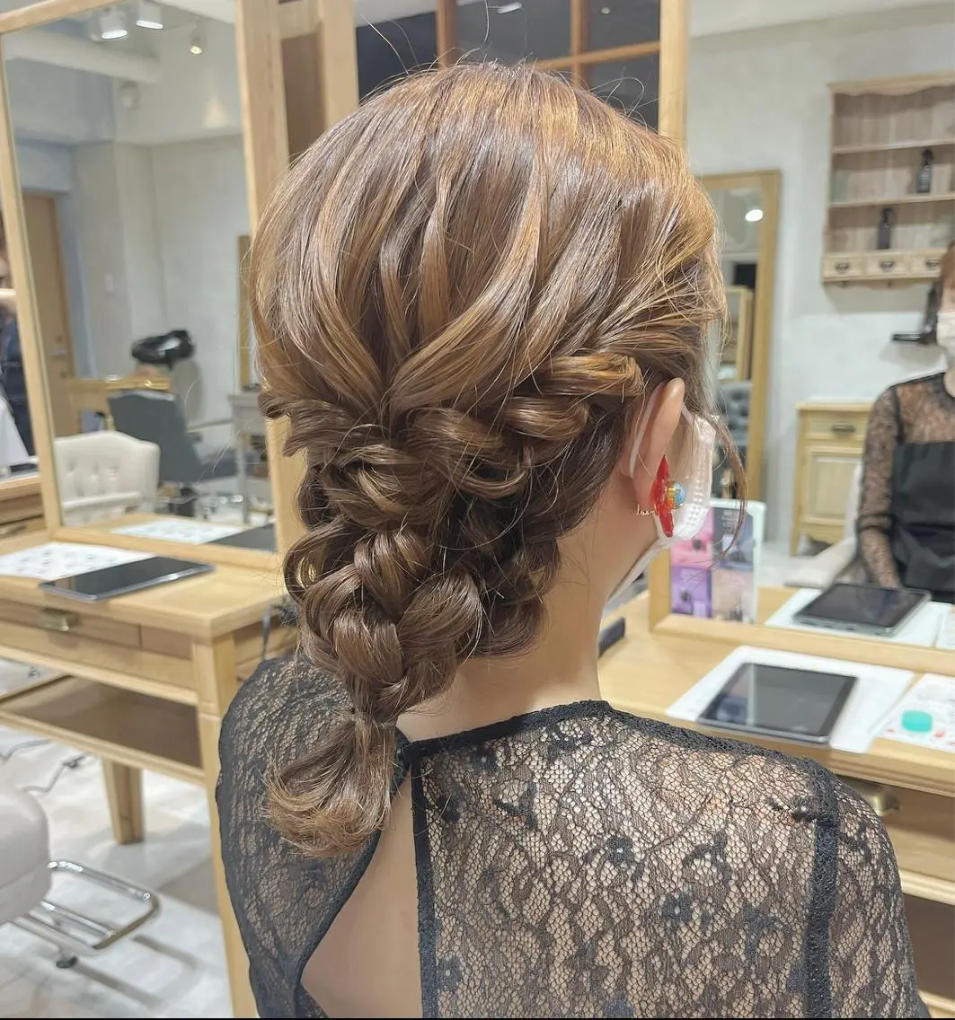 ミディアム ヘアアレンジ ヘアセット 寒河江 舞奈のマツエク・マツパデザイン