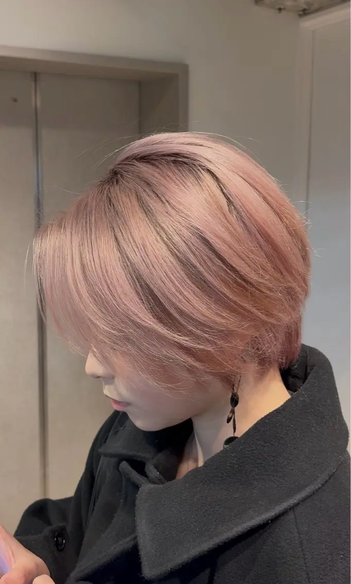 カラー 透明感カラー ピンクカラー 渋谷／メンズ特化 パーマ/カラー/旭良のヘアスタイル