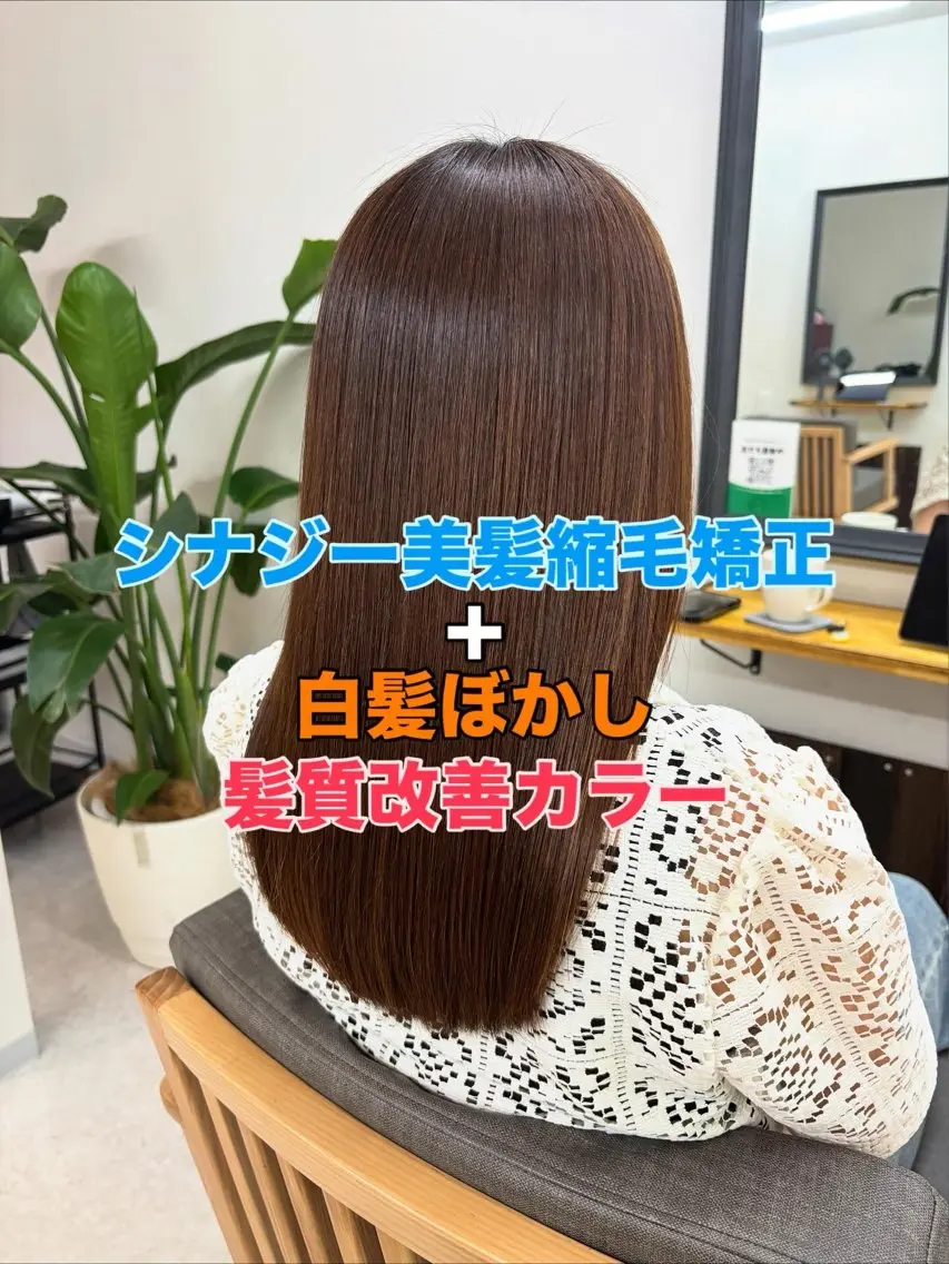 セミロング セミロングパーマ ハイライト 髪質改善 縮毛矯正 トリートメント カット 縮毛矯正 トリートメント 布施/髪質改善サロン conceptのヘアスタイル