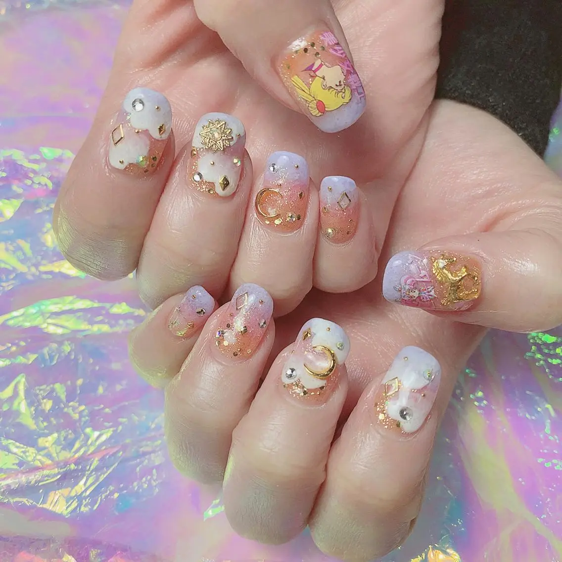 ネイル 渋谷／チップ長さ出し 👑アプレgel-xのネイルデザイン