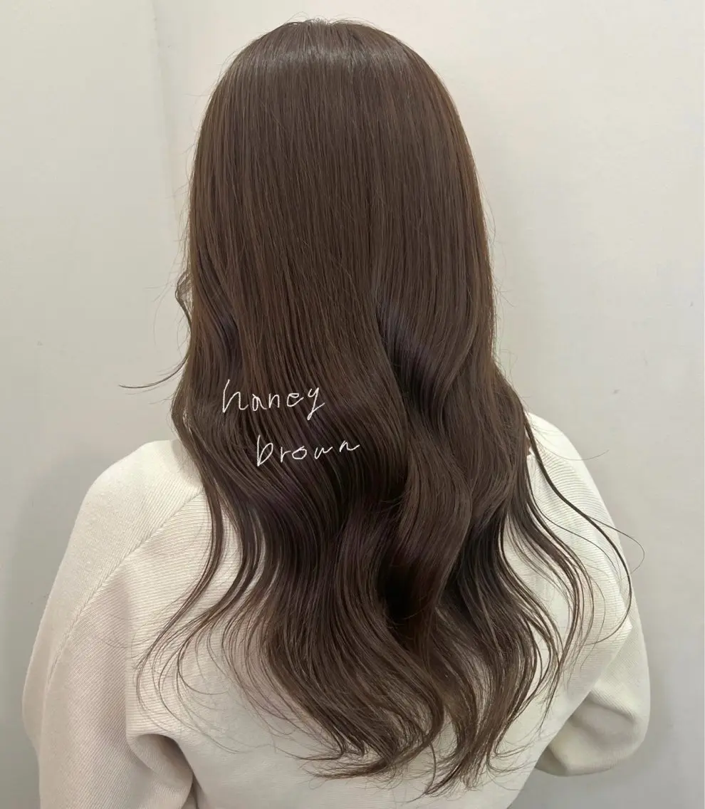 ロング カラー ブラウンカラー 透明感カラー ダブルカラー Luana .Rioneのマツエク・マツパデザイン