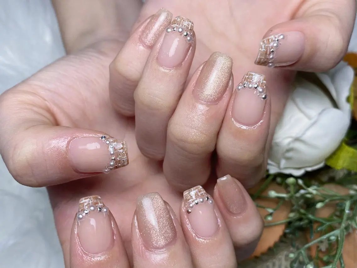 ネイル ツイードネイル 冬ネイル ハンドネイル UM Nail Salonのネイルデザイン