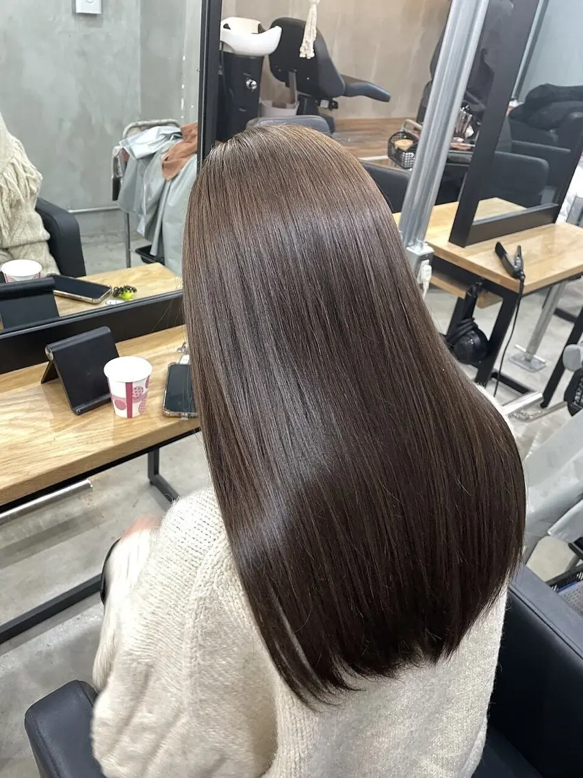 ロング カラー カット 縮毛矯正 トリートメント 松本 ひなのヘアスタイル