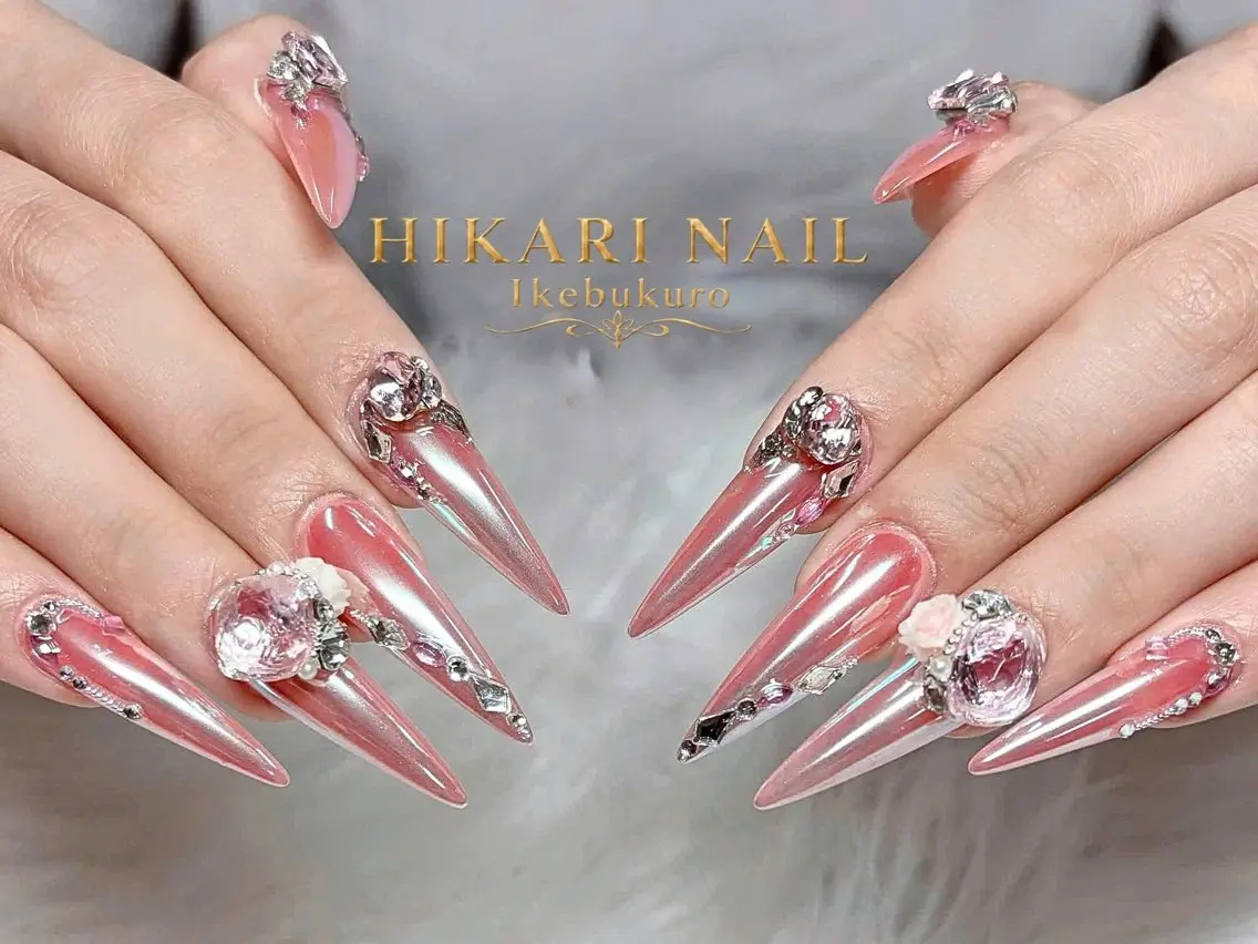ネイル チークネイル 長さ出し フレンチネイル ガーリー ハロウィン ハンドネイル HikariNail Ikebukuroのネイルデザイン