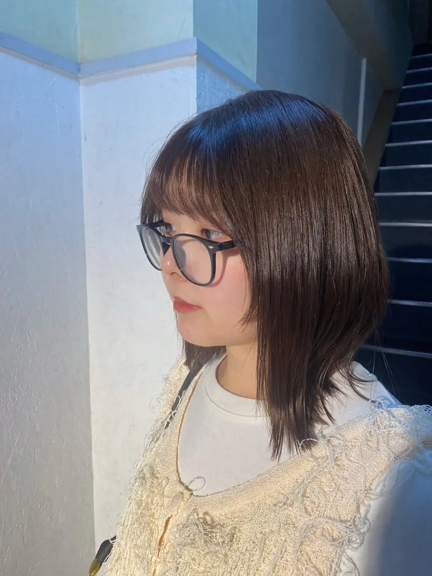 ミディアム カット ヘアカラー トリートメント 木場 真愛耶のヘアスタイル