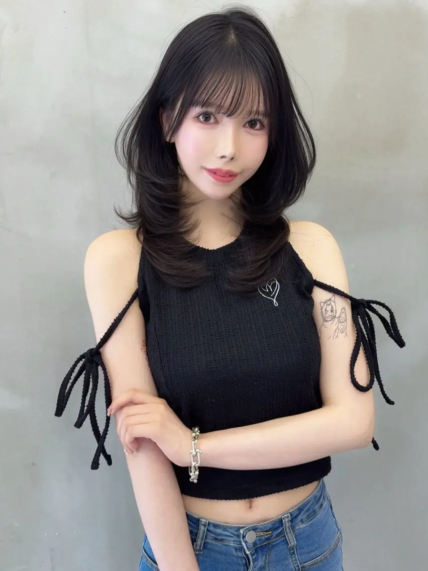 ロング 韓国風ヘア レイヤーカット 似合わせカット トリートメント カット ヘアカラー トリートメント MASHU🇰🇷/ レイヤー/艶カラーのヘアスタイル