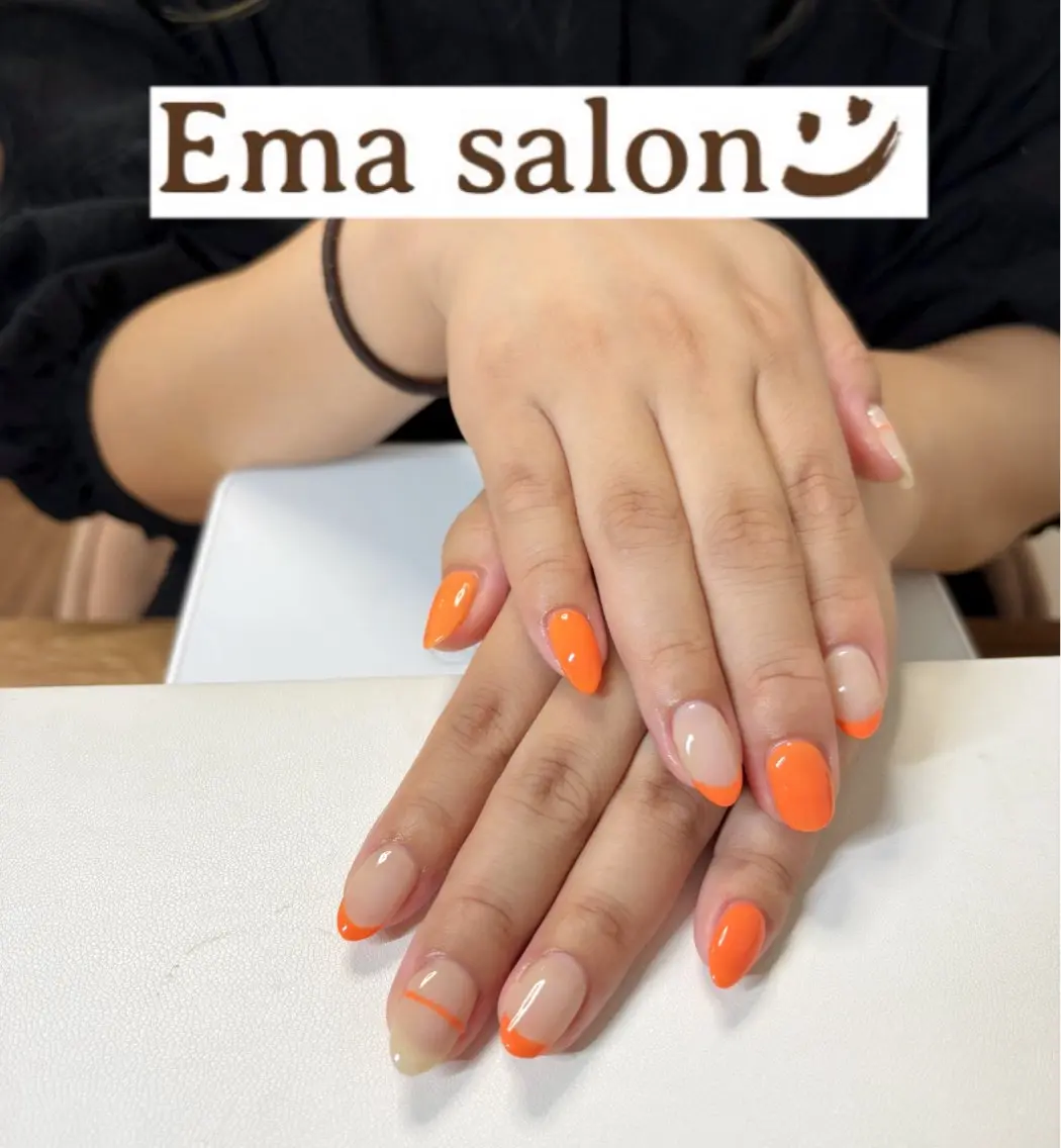 ネイル 持ち込み オレンジ ハンドネイル Ema salon hiromiのネイルデザイン