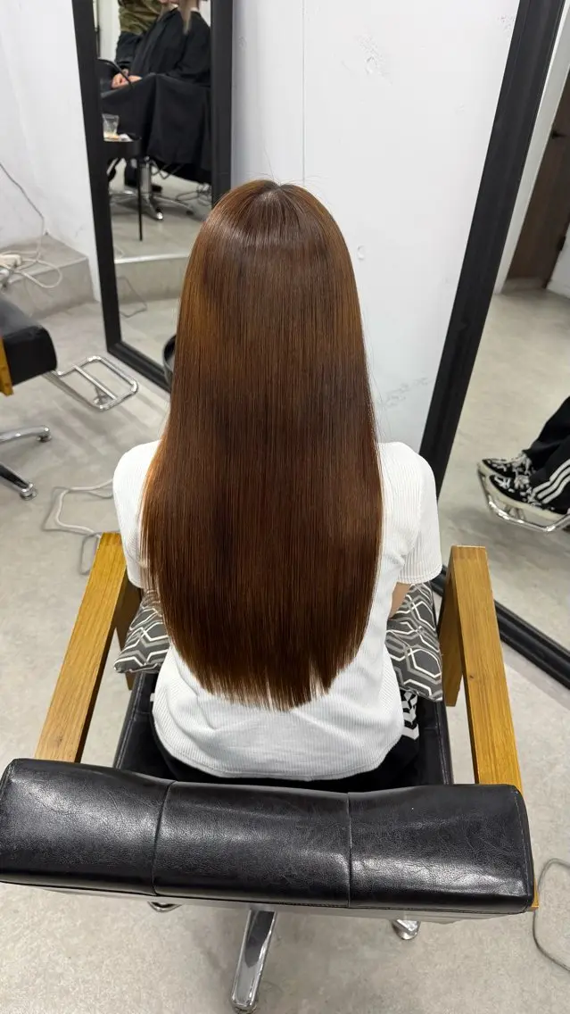 ロング くせ毛 縮毛矯正 カット ヘアカラー 縮毛矯正 奥村 和也のヘアスタイル