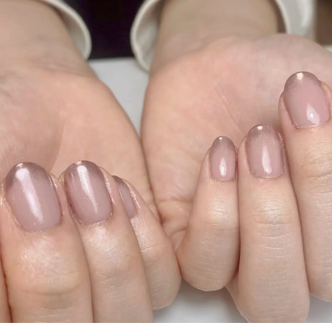 ネイル グラデーション ミラーネイル オフィスネイル ピンク ハンドネイル Nail Salon K 🧸美爪育成のネイルデザイン