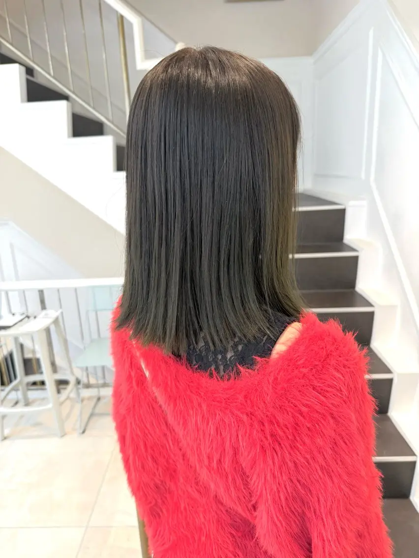 セミロング カラー ヘアアレンジ ブリーチ ブリーチなしカラー ヘアカラー オリーブ透明感カラー 表参道/MIKUのヘアスタイル