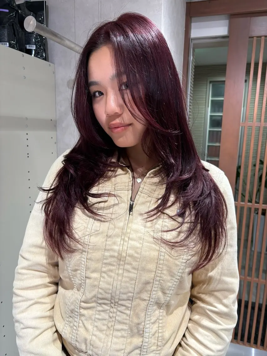 カラー ブリーチ ブリーチなしカラー ヘアカラー 透明感カラー/海外風 レイヤー/mao🗽のヘアスタイル