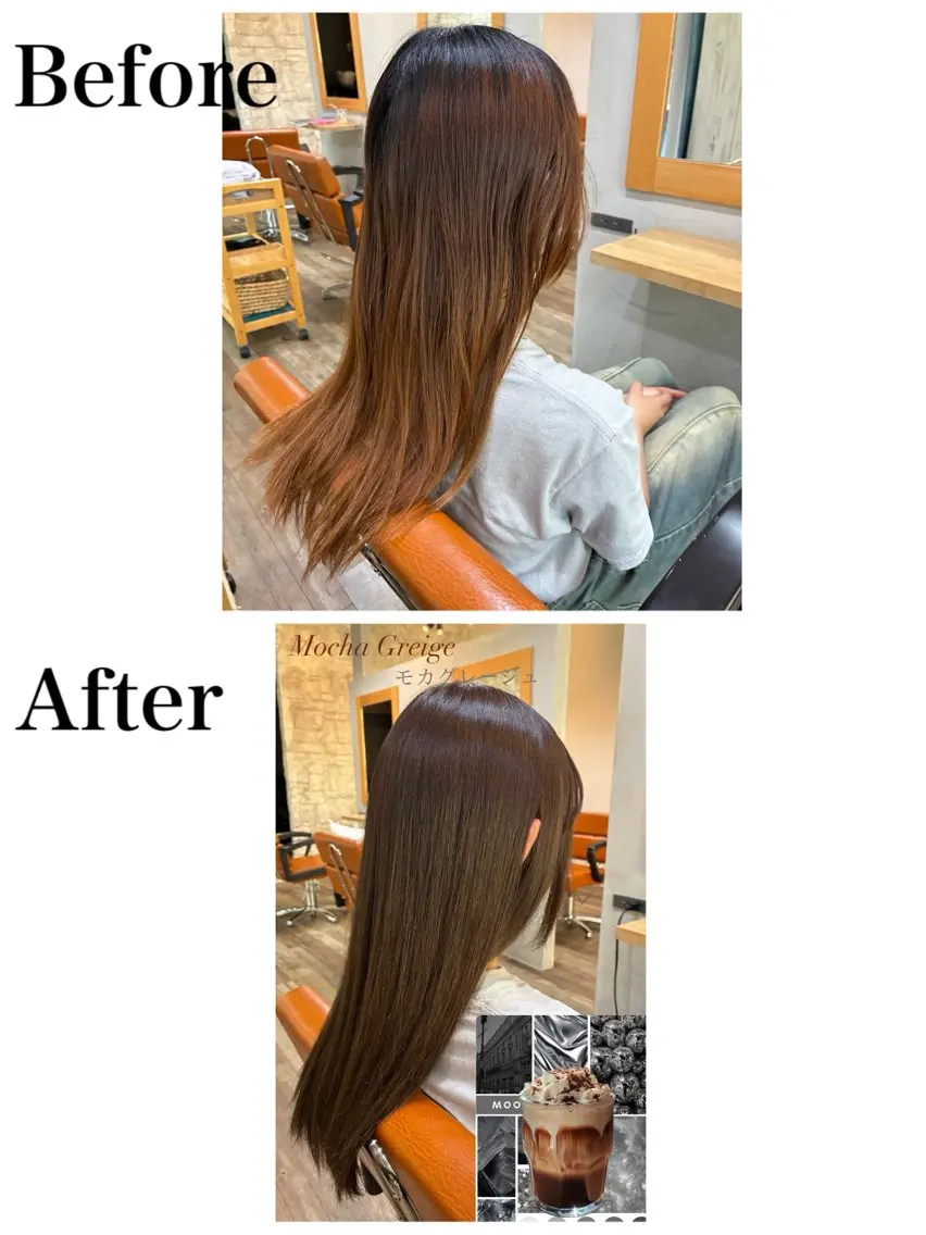 カラー ブリーチ 透明感カラー ダブルカラー グレージュ モカグレージュ ヘアカラー お褒めの口コミ多数✨ 美髪カラー/浦本冴絵のヘアスタイル