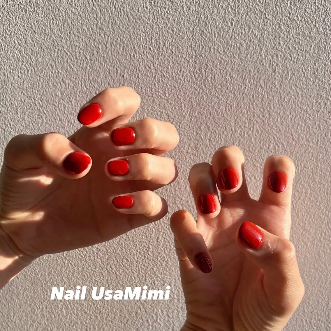 ネイル ジェルネイル 持ち込み ワンカラーネイル パラジェル 赤色 本町ネイルNail UsaMimiのネイルデザイン