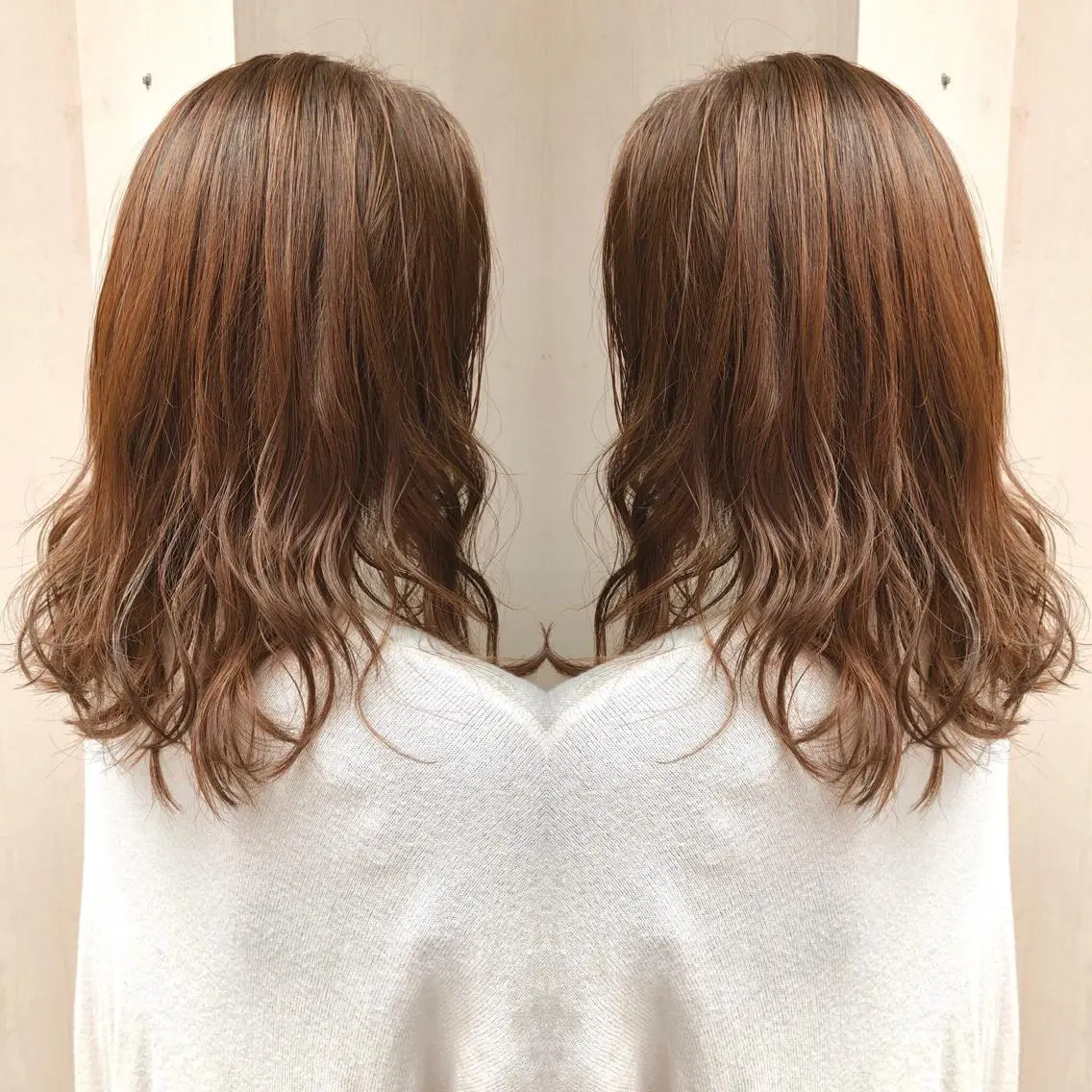 セミロング カラー パーマ ベージュカラー ブリーチ ハイトーンカラー ピンクカラー ピンクベージュ 細川 亮のヘアスタイル