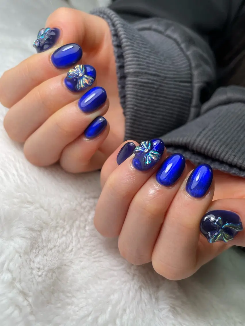 ネイル ブルー マグネットネイル ハンドネイル kipinail 川﨑えりかのネイルデザイン