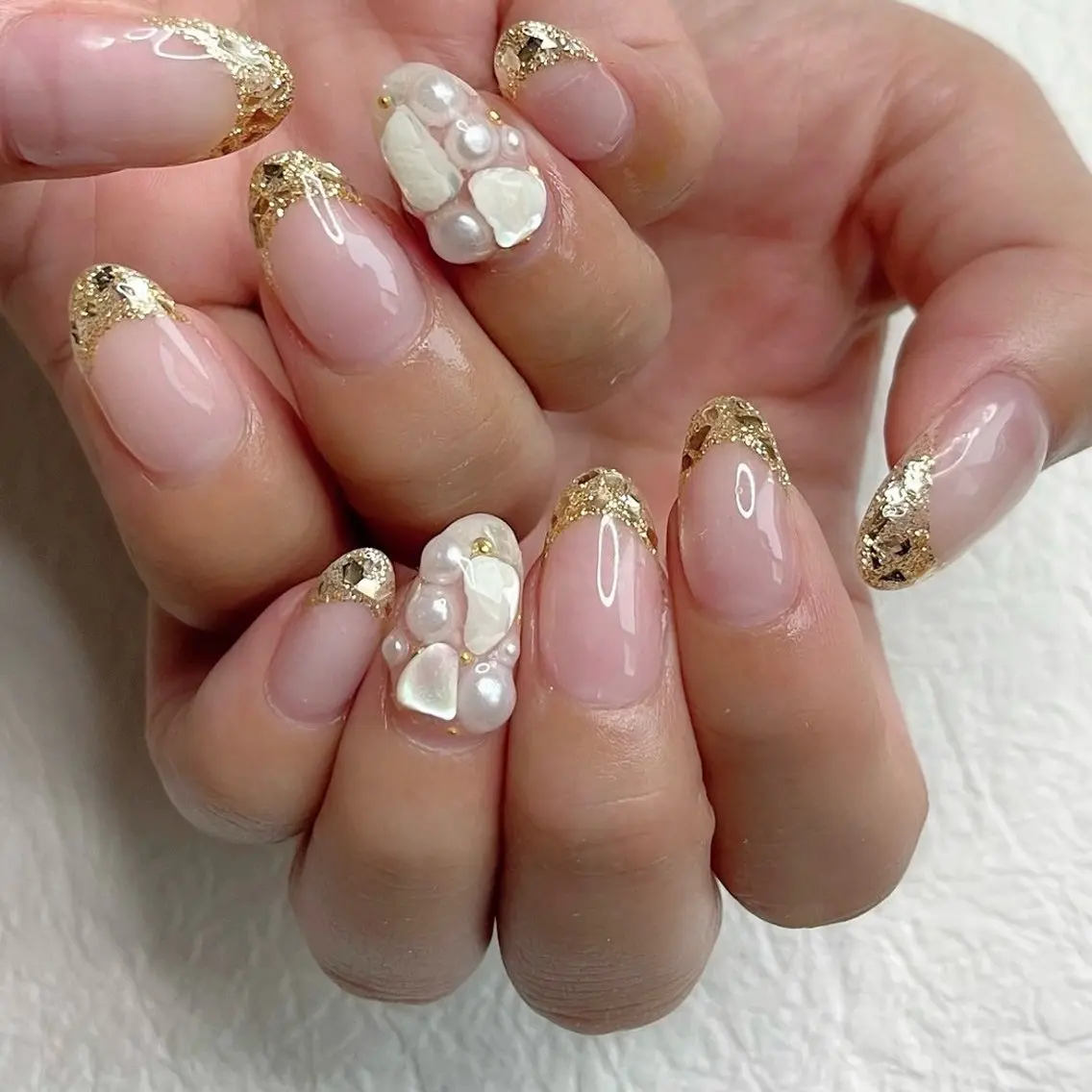 ネイル アートネイル フットネイル フレンチネイル ジェルネイル ガラスフレンチ ハンドネイル Y nail なんば堀江店のネイルデザイン