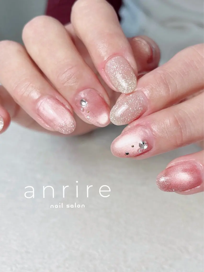 ネイル フラッシュネイル ジェルネイル キラキラネイル マグネットネイル オフィスネイル nailsalon anrireのネイルデザイン
