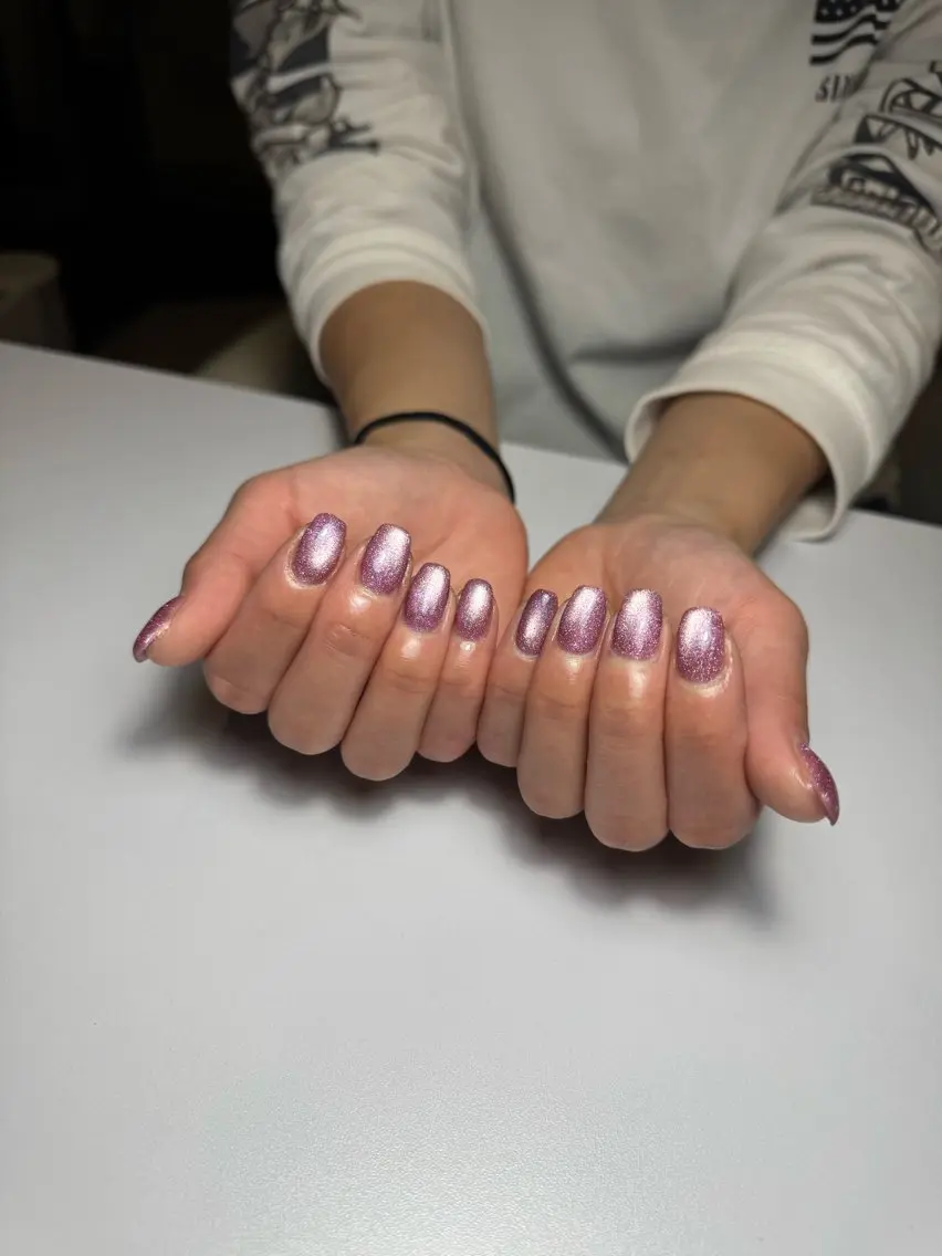 ネイル ラメ(グリッター) マグネットネイル ピンク 夏ネイル plum nailのネイルデザイン
