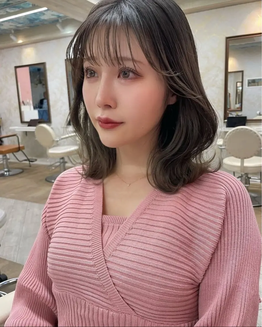 ミディアム カラー ボブレイヤー ボブ レイヤーカット 縮毛矯正 津村 慶のヘアスタイル