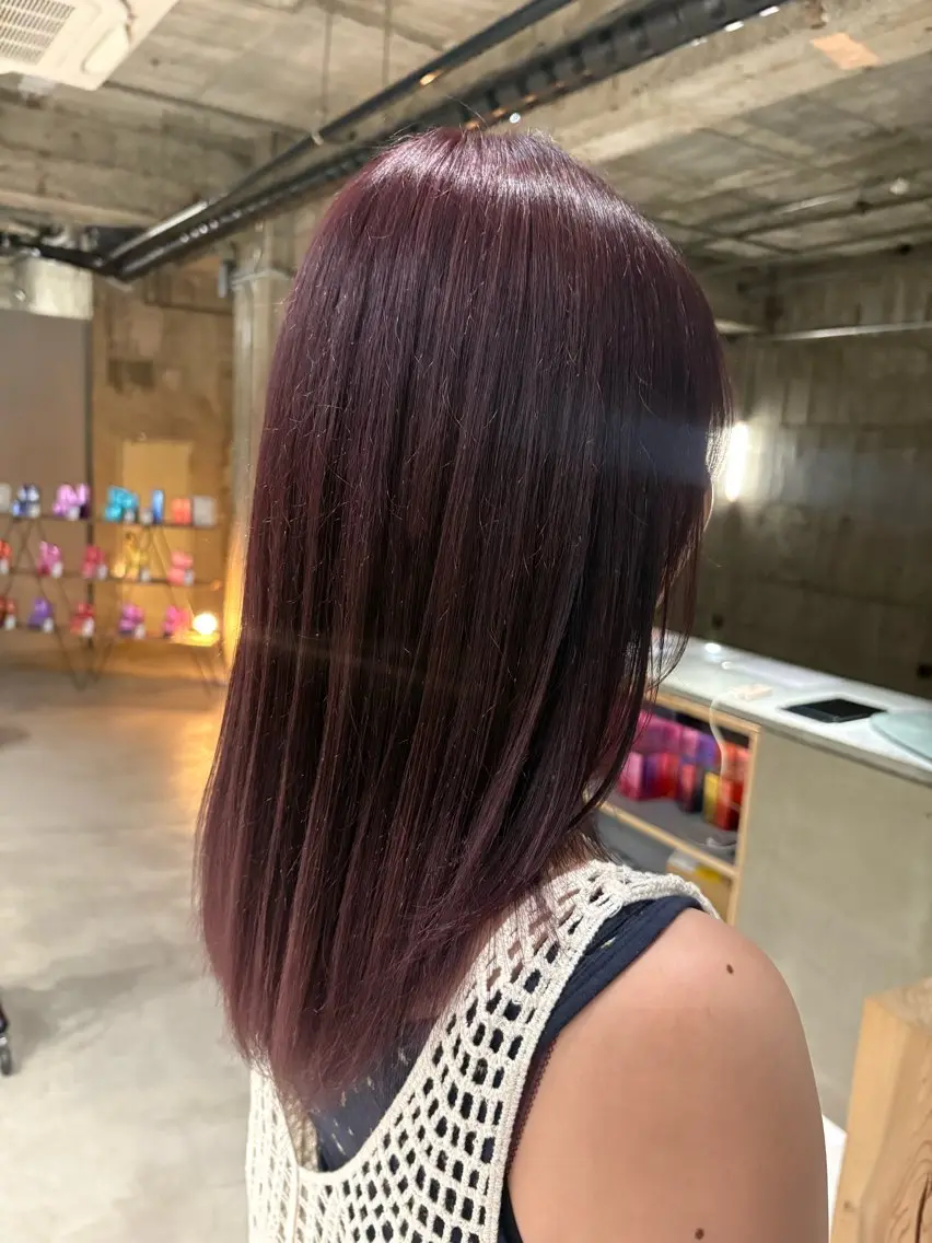 ミディアム カラー ブリーチ ピンクカラー ヘアカラー 玉置七海✨ ／透明感／髪質改善のヘアスタイル