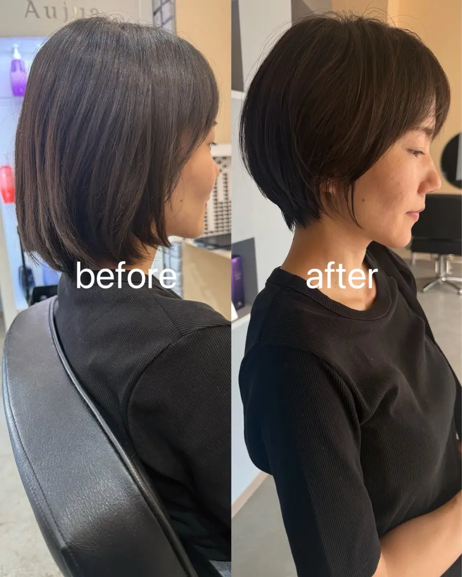 ショート ショートボブ ボブレイヤー ボブ ハッシュカット 髪質改善 カット ヘアカラー トリートメント suii..hair designのヘアスタイル