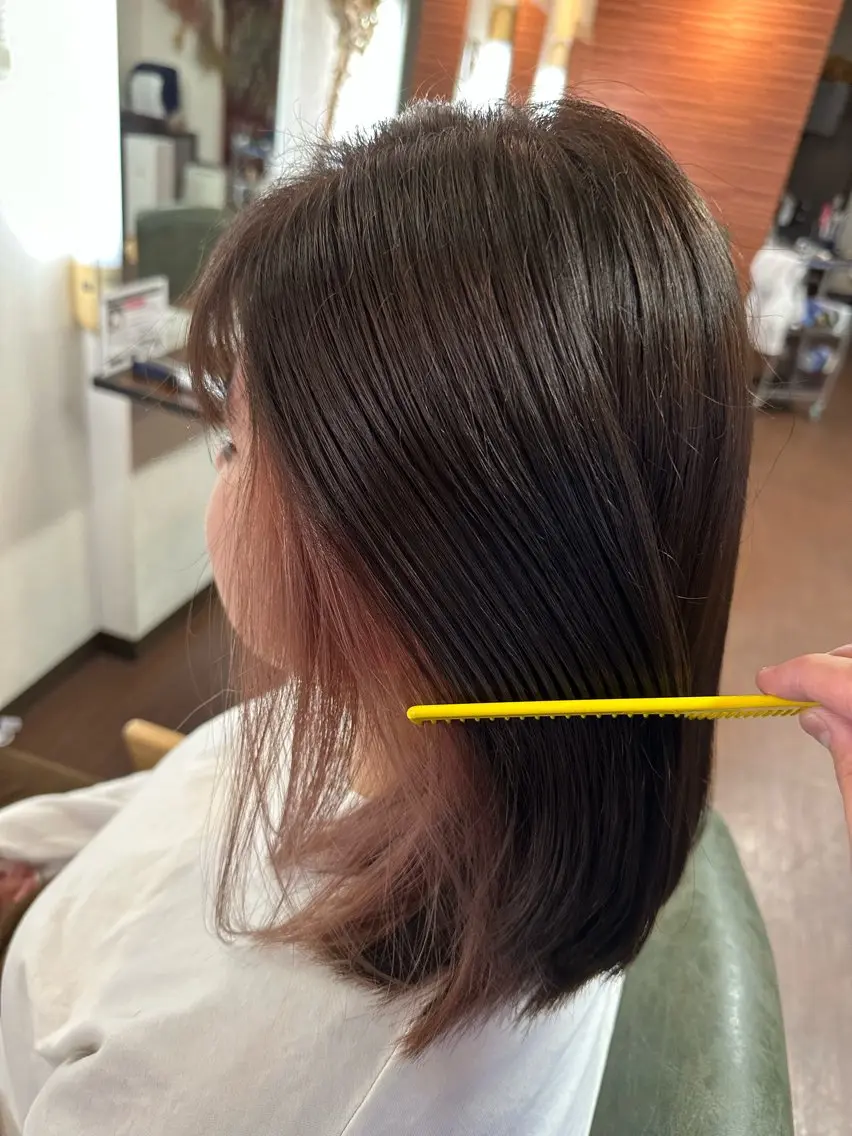 ミディアム カラー ベージュカラー ブリーチ ピンクカラー ピンクベージュ ヘアカラー 💜推しインナー カラー/菊池柊真💜のヘアスタイル