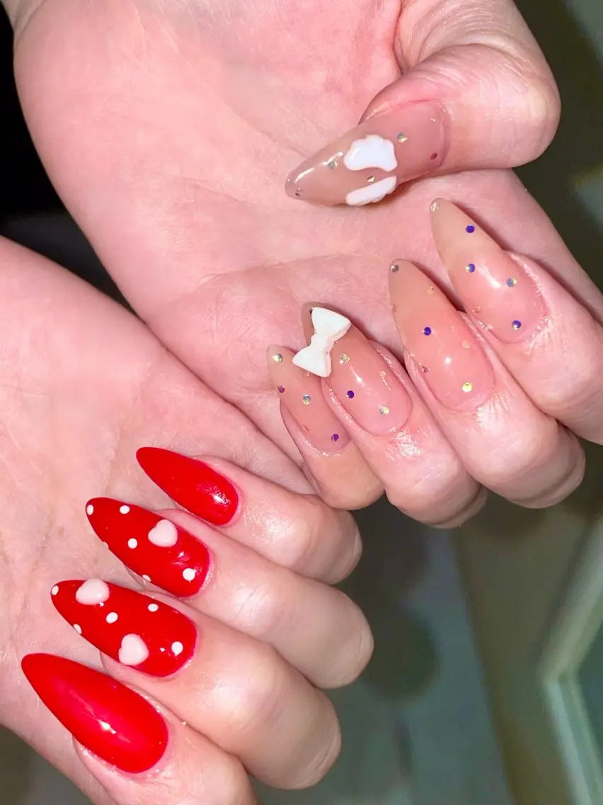 ネイル リボン 春ネイル ワンホンネイル Nail salon 🎀Angeのネイルデザイン