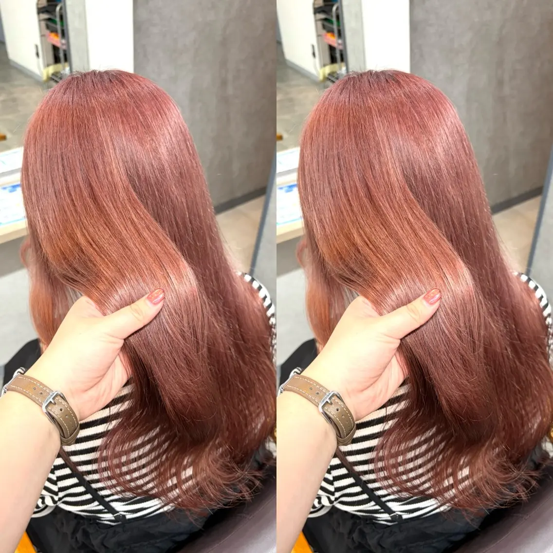 ロング カラー ブラウンカラー ピンクカラー ピンクブラウン カット ヘアカラー トリートメント カットモデル募集🍒 りおのヘアスタイル