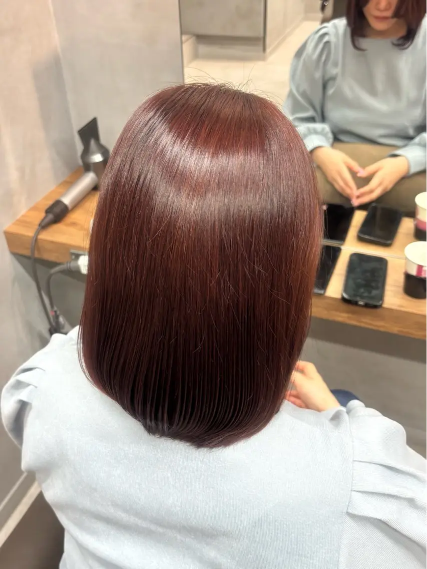ショート カラー レッドカラー ヘアカラー 🤍艶モテカラー♡ ブラウン🤍Rimiのヘアスタイル