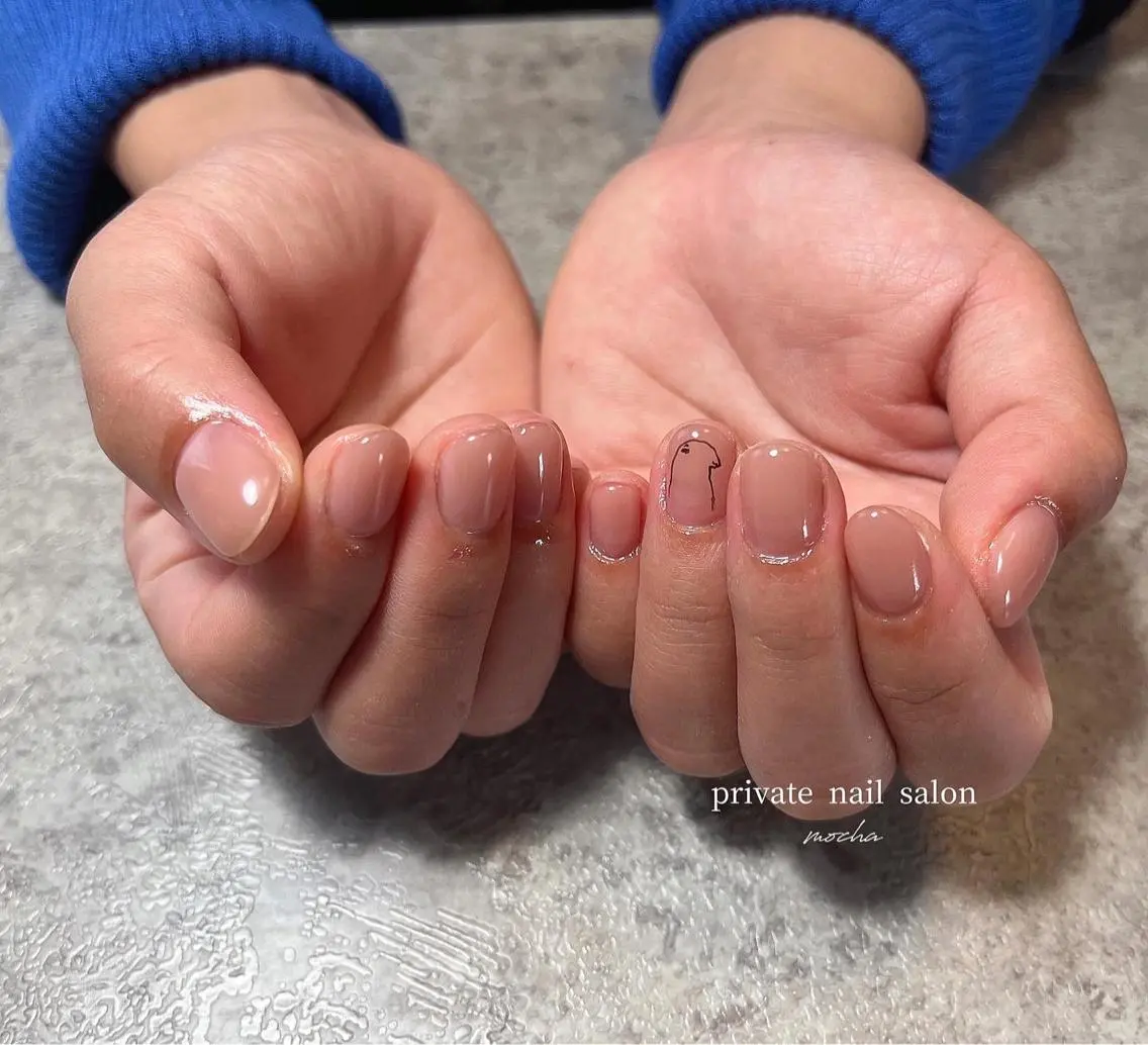 ネイル アートネイル カジュアル チークネイル フレンチネイル ジェルネイル ハンドネイル mocha nailのネイルデザイン