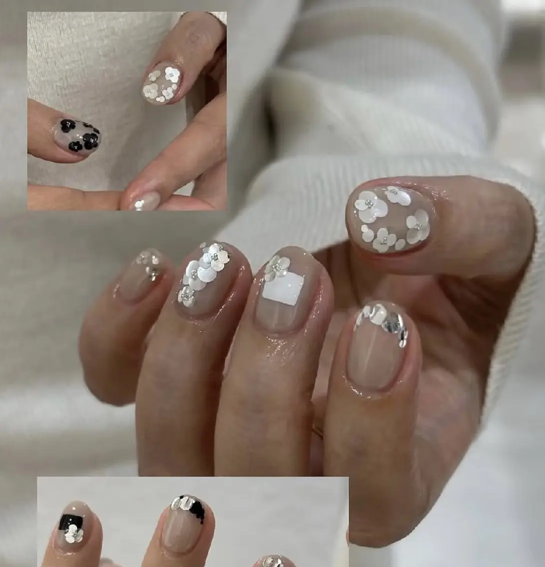 ネイル チークネイル フレンチネイル ジェルネイル ガーリー キラキラネイル ハンドネイル UM Nail Salonのネイルデザイン