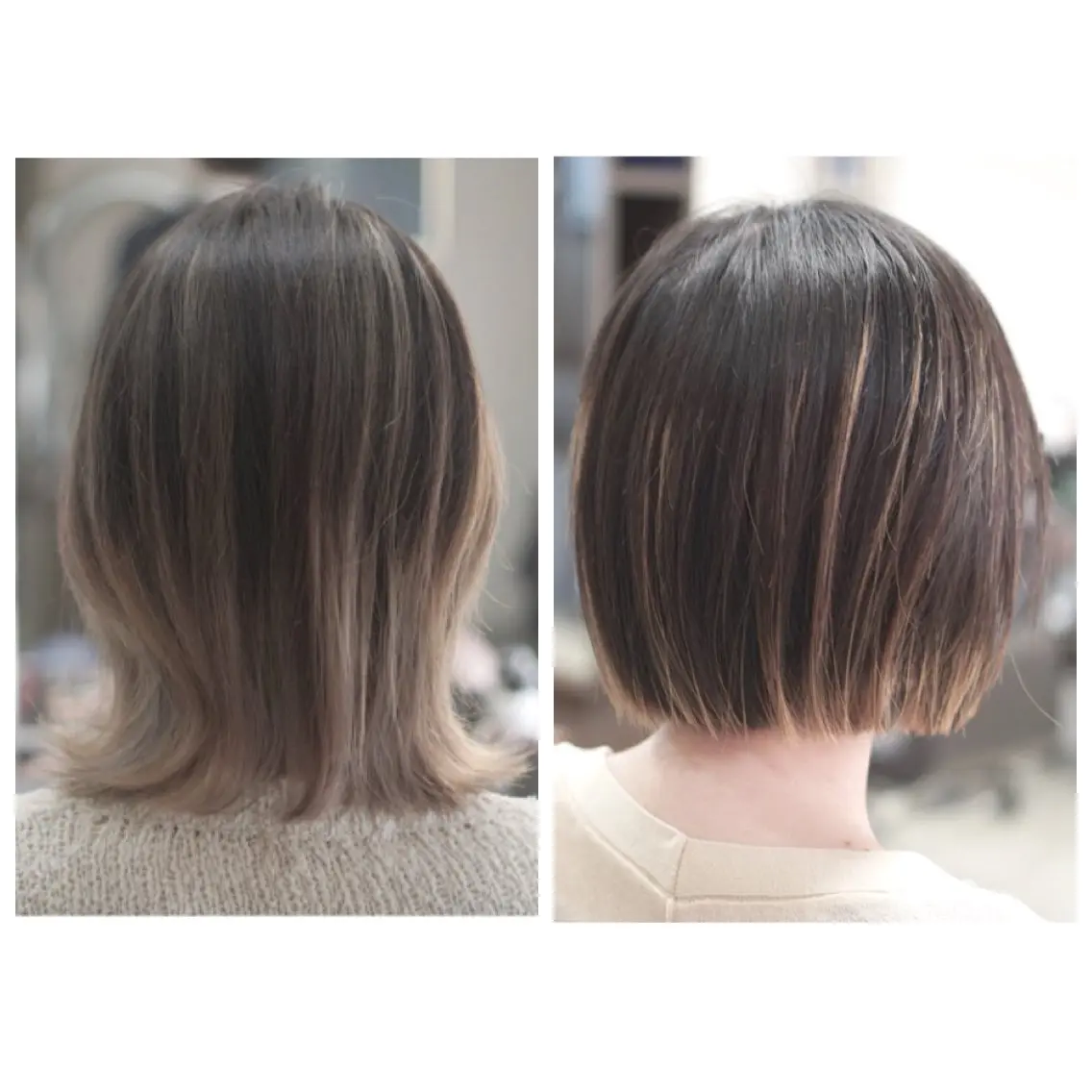 ミディアム 切りっぱなしボブ ボブ ハイライト トリートメント 中島 剛のヘアスタイル