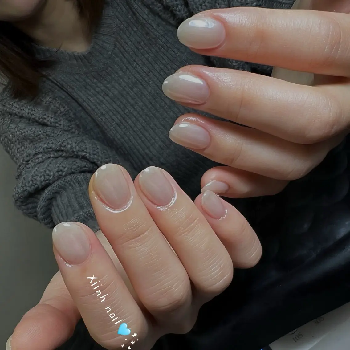 ネイル ブラウン チークネイル 桜ネイル 長さ出し フットネイル ハンドネイル XIINH NAIL SALONのネイルデザイン